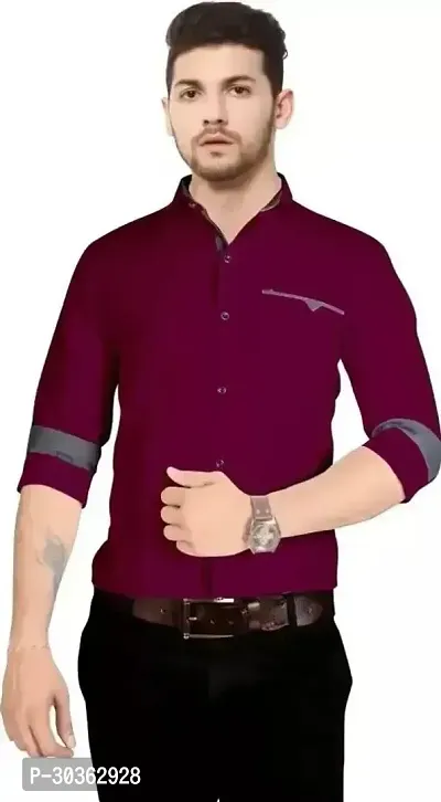 Reliable Magenta Cotton Blend Solid Long Sleeves Casual Shirt For Men