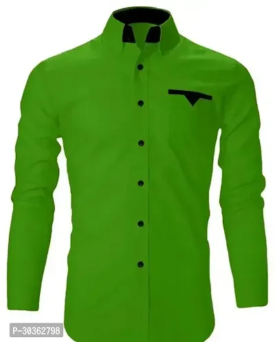 Reliable Green Polycotton Solid Long Sleeves Casual Shirt For Men