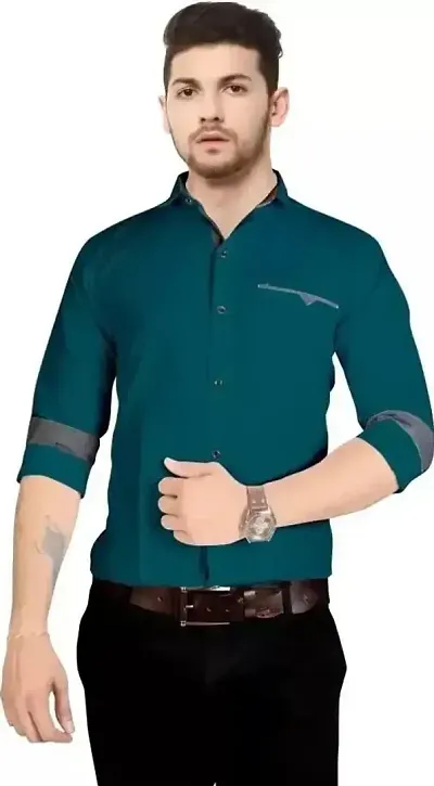 Reliable Blend Solid Long Sleeves Casual Shirt For Men