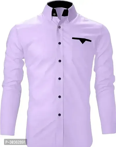 Reliable Purple Polycotton Solid Long Sleeves Casual Shirt For Men-thumb0