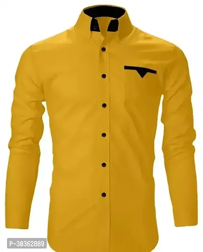 Reliable Yellow Polycotton Solid Long Sleeves Casual Shirt For Men