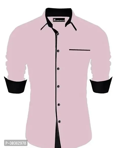 Reliable Pink Polycotton Solid Long Sleeves Casual Shirt For Men-thumb0