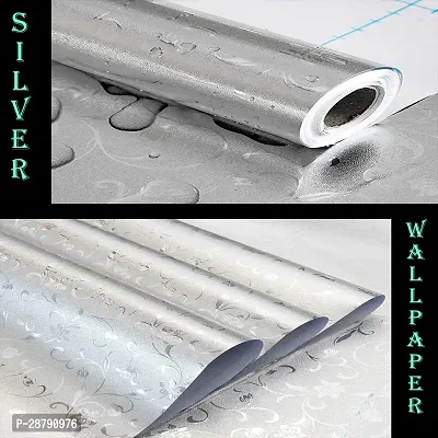 Beautiful Silver Flower Wallpaper Marble Sheets for Home Wall Size 60 X 200 Cm