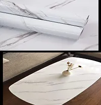 White Marble Wallpaper Oil Proof Waterproof Floor Tiles Stickers Waterproof Large Wall Paper for Home and Kitchen Decor (White Marble) (200 X 60) CM-thumb2