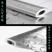 Beautiful Silver Flower Wallpaper Marble Sheets for Home Wall Size 60 X 200 Cm-thumb2