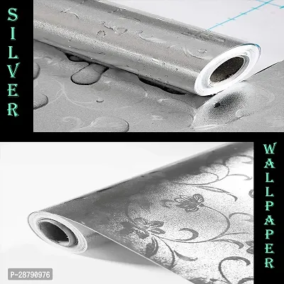 Beautiful Silver Flower Wallpaper Marble Sheets for Home Wall Size 60 X 200 Cm-thumb3