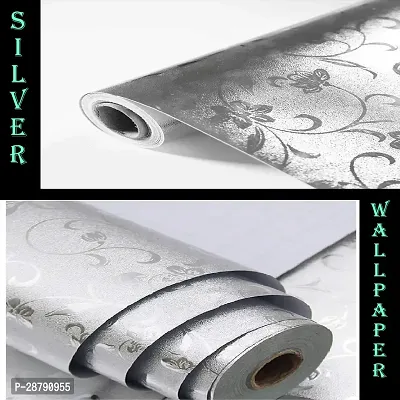 Beautiful Silver Flower Wallpaper Marble Sheets for Home Wall Size 60 X 200 Cm-thumb0