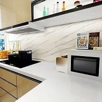 White Marble Wallpaper Oil Proof Waterproof Floor Tiles Stickers Waterproof Large Wall Paper for Home and Kitchen Decor (White Marble) (200 X 60) CM 124-thumb2