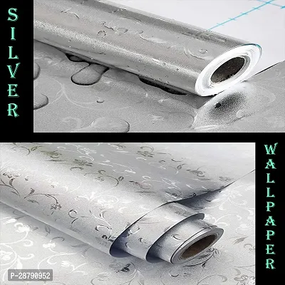 Beautiful Silver Flower Wallpaper Marble Sheets for Home Wall Size 60 X 200 Cm-thumb0