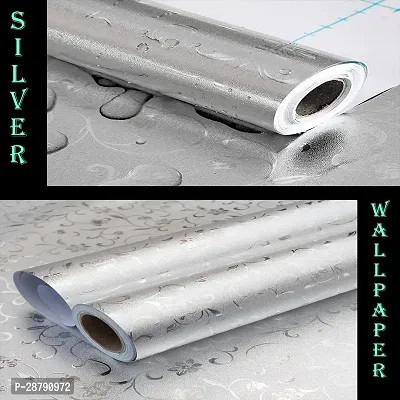 Beautiful Silver Flower Wallpaper Marble Sheets for Home Wall Size 60 X 200 Cm-thumb5