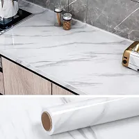 White Marble Wallpaper Oil Proof Waterproof Floor Tiles Stickers Waterproof Large Wall Paper for Home and Kitchen Decor (White Marble) (200 X 60) CM 119-thumb2