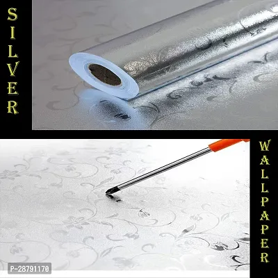 Beautiful Silver Flower Wallpaper Marble Sheets for Home Size:60 X 200 Cm