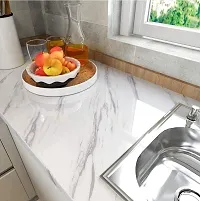 White Marble Wallpaper Oil Proof Waterproof Floor Tiles Stickers(200 X 60) Cm-thumb3