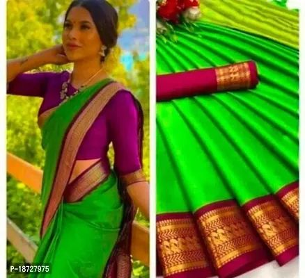 Cotton Silk Jacquard Border Sarees with Blouse Piece