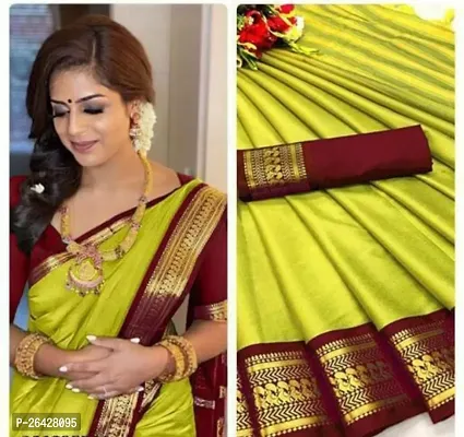 Cotton Silk Jacquard Border Sarees with Blouse Piece