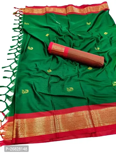 Paithani Aura Cotton Silk Contrast jacquard border saree with Blouse Piece-thumb0