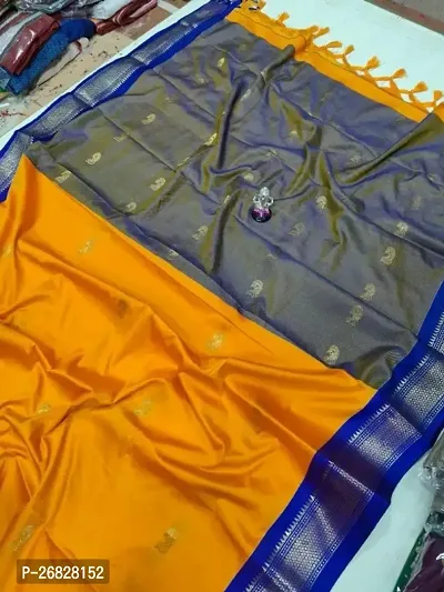 Paithani Aura Cotton Silk Contrast jacquard border saree with Blouse Piece