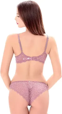 Stylish Purple Solid Bra And Panty Set For Women-thumb2