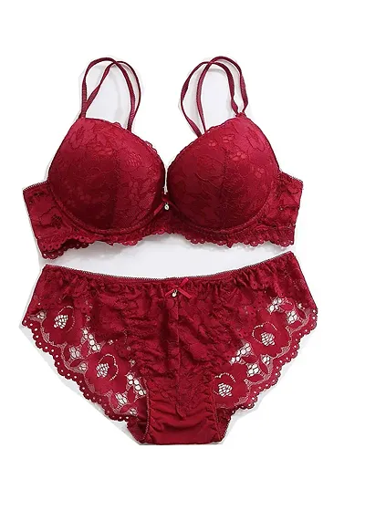 Bahucharaji Creation Women's Lace Bra Panty Set