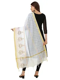 Nimidiya Girl?s Hand Block Printed With Natural Dyes Chanderi Silk Dupatta White 2.25 Mt (WHITE)-thumb2