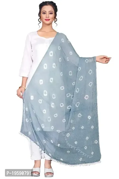 Premvati Collection Women's Solid Chiffon Dupatta (Bandhani Grey_Grey_Free Size).-thumb0