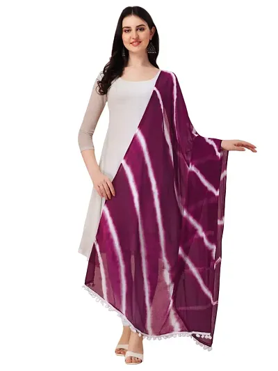 Nimidiya BANDHANI Women's Leheriya Chiffon Dupatta (PURPLE)