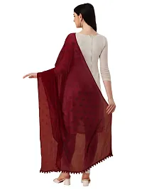 Nimidiya Beautiful Chiffon Flower Hand Print dupatta with Pum Pum Less for Women and Girls (MAROON)-thumb2