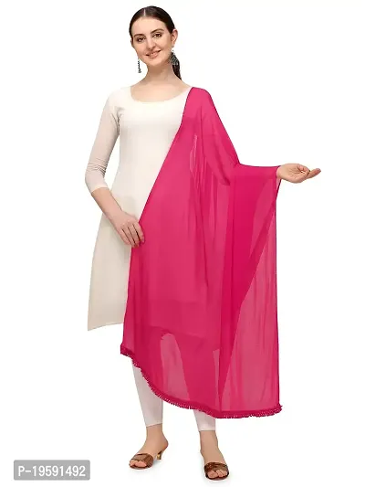 Premvati Collection Women's Solid Chiffon Dupatta (DUTA001_Pink_Large)-thumb0