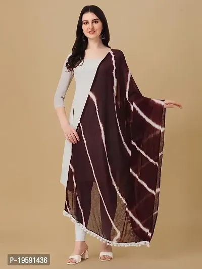 Nimidiya BANDHANI Women's Leheriya Chiffon Dupatta (COFFEE)-thumb2