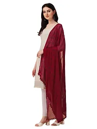 Nimidiya Beautiful Chiffon Flower Hand Print dupatta with Pum Pum Less for Women and Girls (MAROON)-thumb1