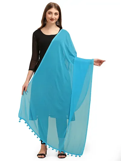 Premvati Collection Women's Solid Chiffon Dupatta (DUTA001_Sky Blue_L)