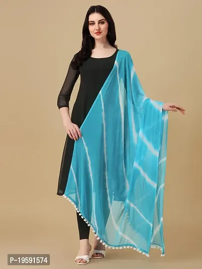 Nimidiya BANDHANI Women's Leheriya Chiffon Dupatta (SKY BLUE)-thumb2