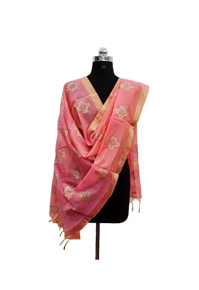 Nimidiya Wax Batik Resist Dye Hand Block Print Chanderi Silk Organic Colour Dupatta For Women 2.25 Mt (MUSTERD 2)