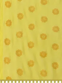 Nimidiya Beautiful Chiffon Flower Hand Print dupatta with Pum Pum Less for Women and Girls (LEMON YELLOW)-thumb3