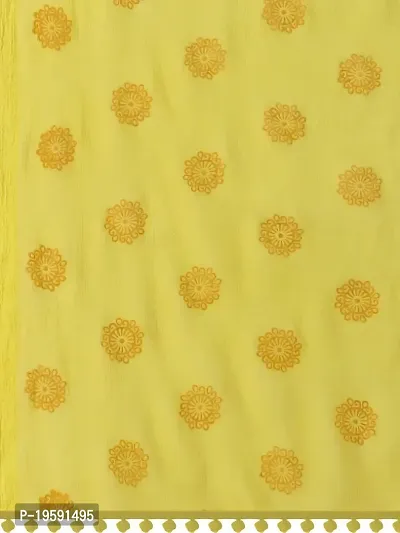 Nimidiya Beautiful Chiffon Flower Hand Print dupatta with Pum Pum Less for Women and Girls (LEMON YELLOW)-thumb4