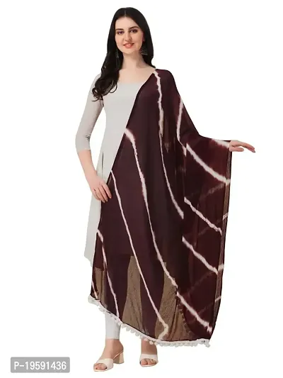 Nimidiya BANDHANI Women's Leheriya Chiffon Dupatta (COFFEE)-thumb0