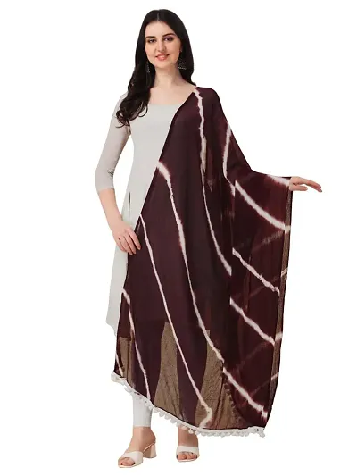 Nimidiya BANDHANI Women's Leheriya Chiffon Dupatta (COFFEE)