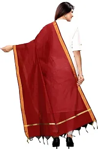 Nimidiya Chanderi Silk Dupatta Solid Women Fashion Chunni Banarsi Golden Border Dupatta (Maroon)-thumb3