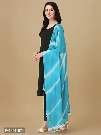 Nimidiya BANDHANI Women's Leheriya Chiffon Dupatta (SKY BLUE)-thumb3