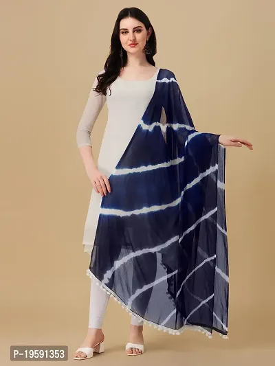 Nimidiya BANDHANI Women's Leheriya Chiffon Dupatta (NAVY BLUE)-thumb2