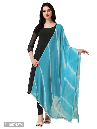 Nimidiya BANDHANI Women's Leheriya Chiffon Dupatta (SKY BLUE)-thumb0