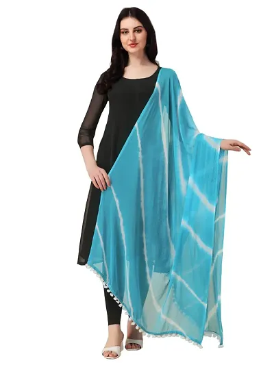 Nimidiya BANDHANI Women's Leheriya Chiffon Dupatta (SKY BLUE)