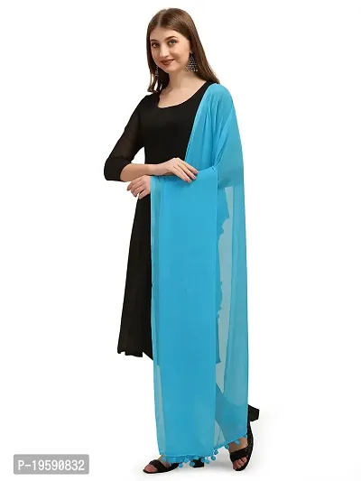 Premvati Collection Women's Solid Chiffon Dupatta (DUTA001_Sky Blue_L)-thumb2