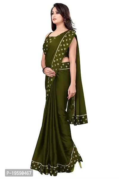 NIMIDIYA Printed Bollywood Art Silk Saree (Mahandi)-thumb3