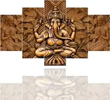 Ganesha Religious 5 Piece Panel MDF Painting With Frame-thumb1