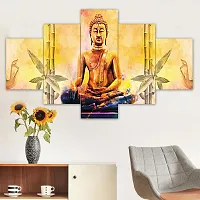 Set Of Five Gautam Buddha Wall Painting With Frame For Living Room 3D Scenery For Wall (B1117X30) Inch.-thumb1