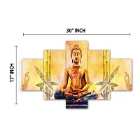 Set Of Five Gautam Buddha Wall Painting With Frame For Living Room 3D Scenery For Wall (B1117X30) Inch.-thumb2