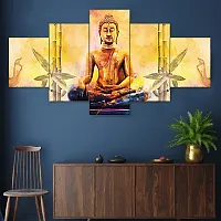 Set Of Five Gautam Buddha Wall Painting With Frame For Living Room 3D Scenery For Wall (B1117X30) Inch.-thumb3