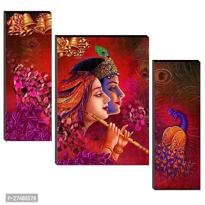 Set Of 3-Piece Digital Modern Radha Krishna (RK) Wall Art Painting Set (12x18 Inch, Multicolor) - Perfect For Home Decor, Living Room, Office And Gifting.-thumb0