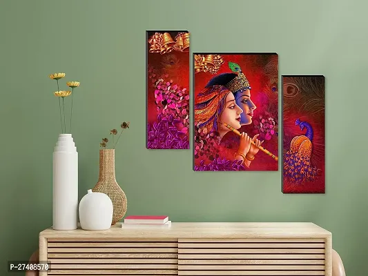 Set Of 3-Piece Digital Modern Radha Krishna (RK) Wall Art Painting Set (12x18 Inch, Multicolor) - Perfect For Home Decor, Living Room, Office And Gifting.-thumb3